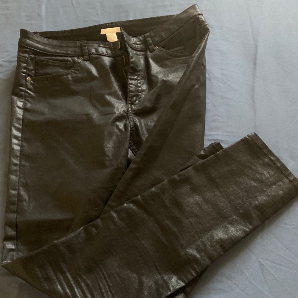 Black Leather-like Pants H&M